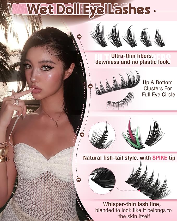 Goddvenus Manga Lash Clusters Kit Natural 280Pcs Cluster Eyelash Extensions Kit Wispy Anime Eyelash Clusters Fairy Fluffy DIY Individual Lash Extensions Kit C Curl 12-20mm