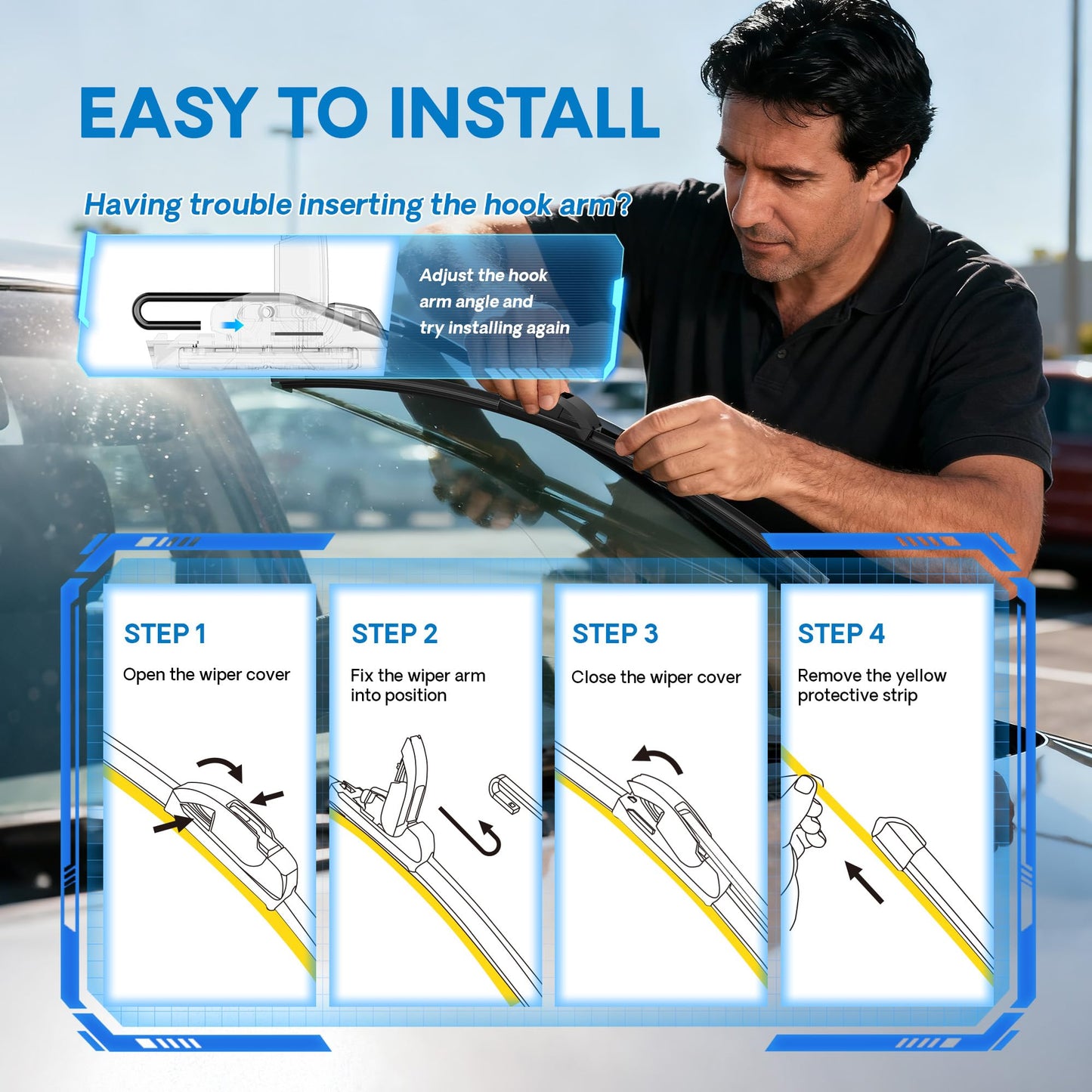 5 PLUS® Silicone Wiper Blades 22 inch wiper blades 2 pack Replacement For Ford F Series 2020-2012 Expedition 20-08,Chevy Silverado GMC Sierra Series 2023-2019 06-99,Impala Suburban, Windshield Wiper