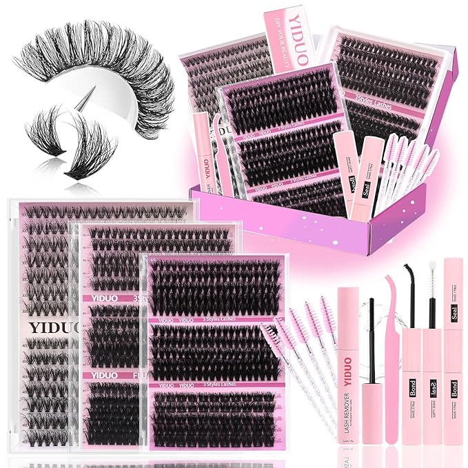 YlDUO Lashes Clusters Kit 7 style Mix Clusters Eyelashes Extensions 835Pcs Volume Lashes Clusters Kit 9-18mm Wispy DIY Individual Fake Eyelash Extensions Kit DIY at Home Easily