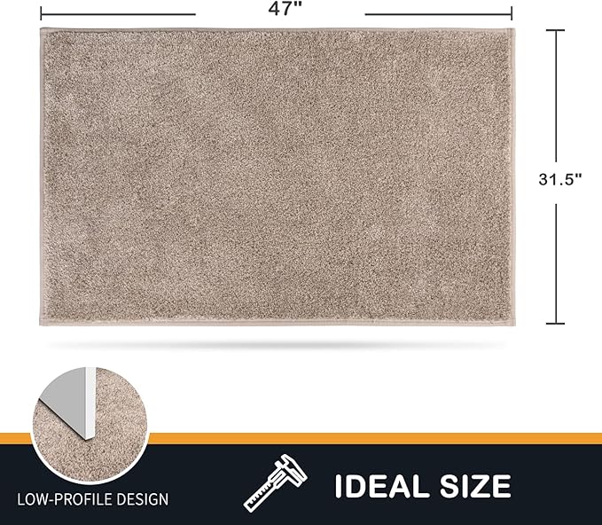 PURRUGS Dirt Trapping Door Mat 31.5" x 47", Non-Slip Machine Washable Entryway Rug, Dog Doormat, Indoor Front Door Mat, Super Absorbent Entry Rug for Muddy Shoes & Paws, Taupe