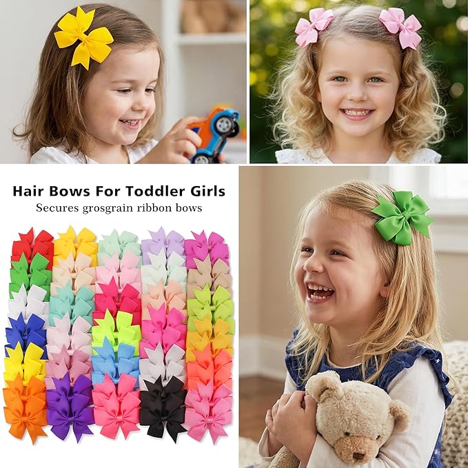 60Piece Grosgrain Ribbon Pinwheel Hair Bows Boutique Bow Alligator Clips For Girls Toddlers Teens Gifts In Pairs