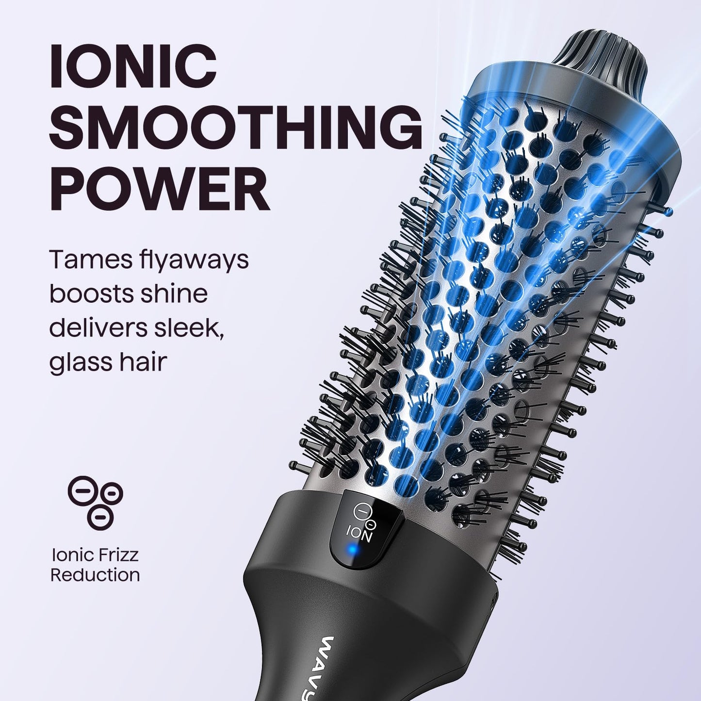 Wavytalk Thermal Brush Blowout Boost Grande, 1.77 Inch Heated Round Brush for Long Hair, Tourmaline Ceramic Negative Ion Technology Reduce Hair Damage, Dual Voltage Black