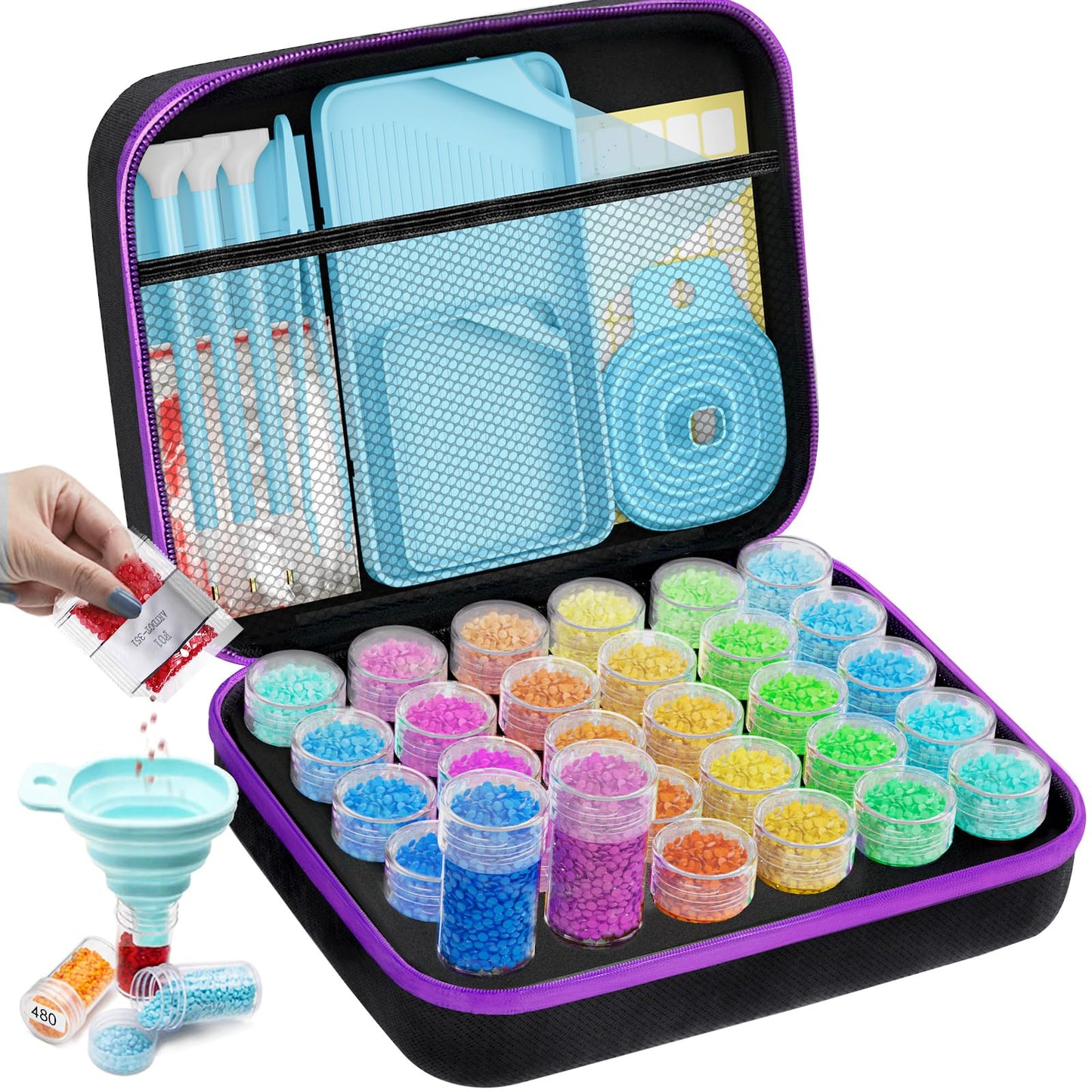 ARTDOT 30 Slots Storage Container for Diamond Art Kits for Adults, Portable Bead Storage Boxes for Diamond Painting Accessories and Tools