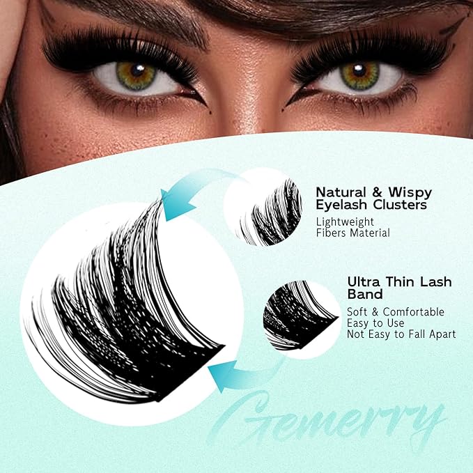 GEMERRY Lashes Clusters Kit Thick Lash Clusters 2 Styles 728Pcs Fluffy Lash Clusters Kit with Waterproof Bond and Seal Remover Tweezers for Beginners（2X 100P+200P）