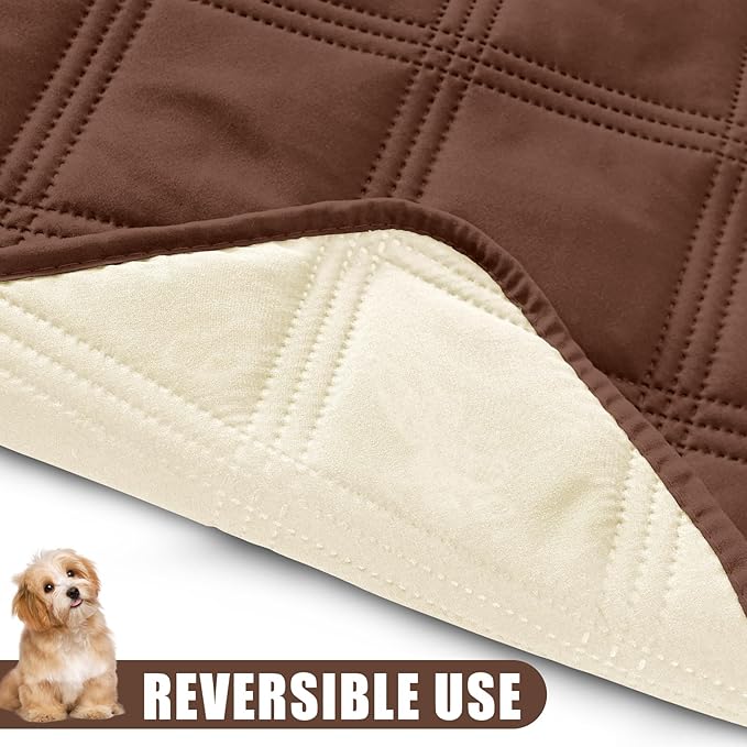 Smiry Waterproof Dog Bed Cover Blanket 40x80, Soft Reversible Pet Blanket, Washable Leakproof Cats Dogs Couch Cover for Sofa, Couch, Furniture, Brown/Beige
