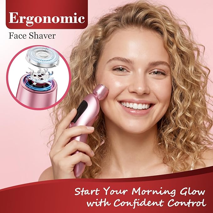 Cordless Electric Razors for Women: Rechargeable Painless Bikini Trimmer for Body Hair - IPX7 Waterproof Shaver with LED Display for Face/Underarm/Leg Soft Pink