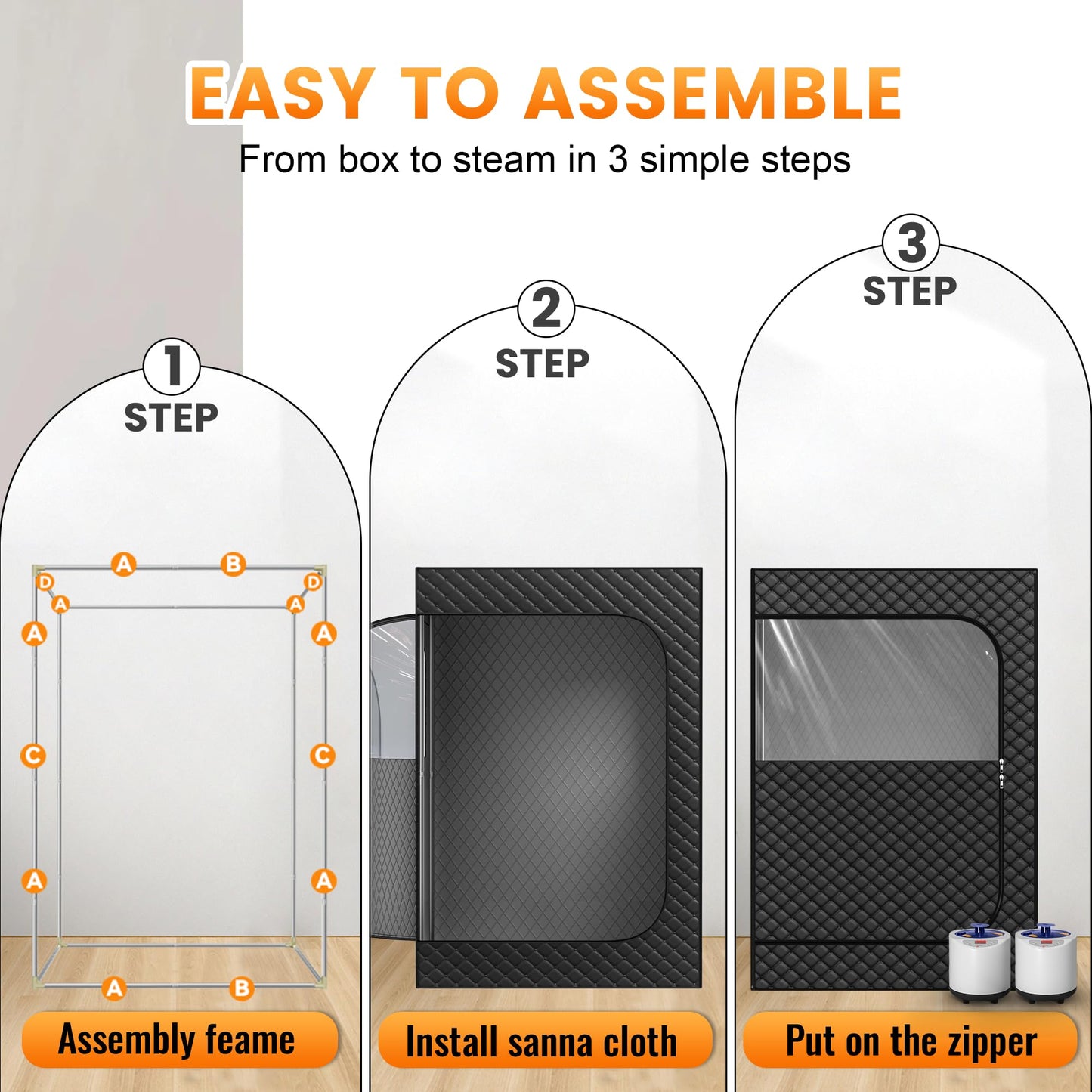 Manastin 2 Person Portable Steam Sauna for Home, 1 or 2 Person Full Body Home Spa with 2 Foldable Chairs,9 Levels of Sauna Tent with Remote Control, (Black, Large)