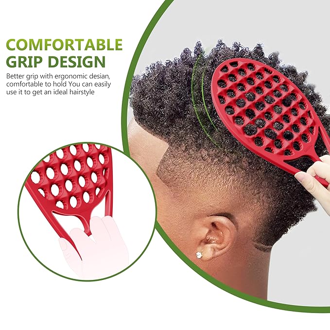 KOUPA Magic Silicone Curly Hair Brush, One Piece Twist Curl Comb for Afro Curls, Washable Hair Tool for Men Women, Red, 2 Pieces