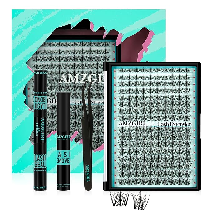 Natural Lash Clusters Kit 160Pcs Manga Eyelash Extensions Kit with Invisible Band D Curl Wispy Clusters Lashes with Waterproof Lash Bond and Seal, Lash Remover and Tweezer(Angel Baby Kit-Mix8-16mm)