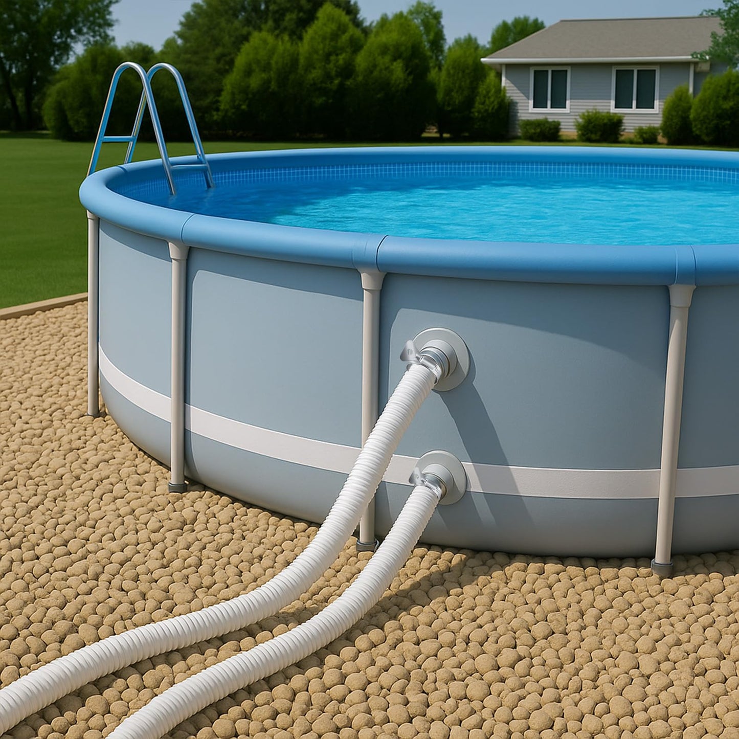 Homyplaza Replacement Pool Hoses for Above Ground Pools, 4 Pack, 1-1/4" Diameter x 59" Length, Includes 8 Metal Clamps, Compatible with All 1.25" Pool Filter Pumps