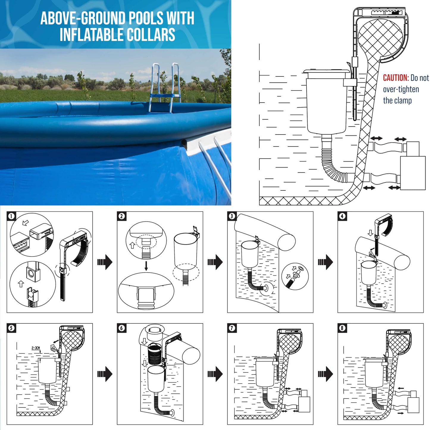 U.S. Pool Supply Pool Skimmer - Above Ground Pool Skimmer, Floating Pool Surface Skimmer, Pool Accessories - Clean Debris Basket, Wall Mount, Attaches to Inflatable Collars, Tubular and Metal Frames