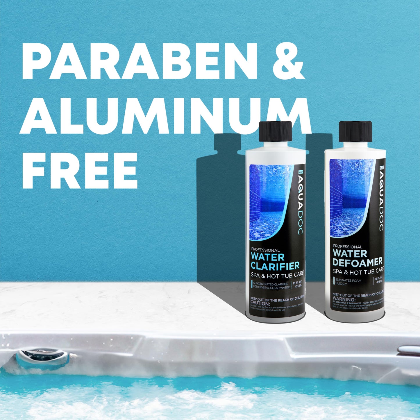 AquaDoc Spa Clarifier & Spa Defoamer Hot Tub Chemical Kit - Includes 16oz Water Clarifier & 16oz Anti-Foam for Hot Tubs