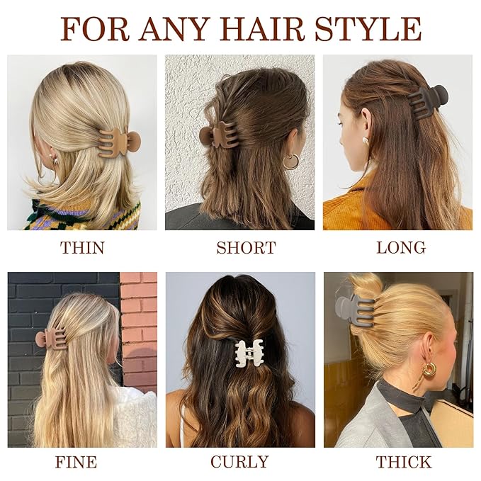 12Pcs Hair Clips for Women 1.8 Inch Small Claw Clips for Thin Hair Medium Hair Claw Clips for Thick Hair Accessories for Women Girls (Brown)