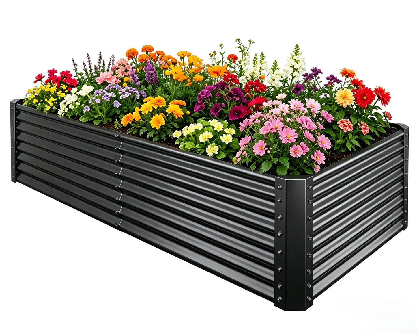Tegarbed Galvanized Raised Garden Bed Kit Outdoor Patio,6x3x2ft Large Rectangular Metal Planter Boxes,Deep Root Box Planter for Gardening, Vegetables, Flowers, Herbs, 1 Pack, Black