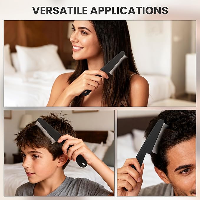 Dandruff Comb Stainless Steel Fine Tooth Dandruff Remover Scalp Comb Hair Comb for Kids and Adults(Black)