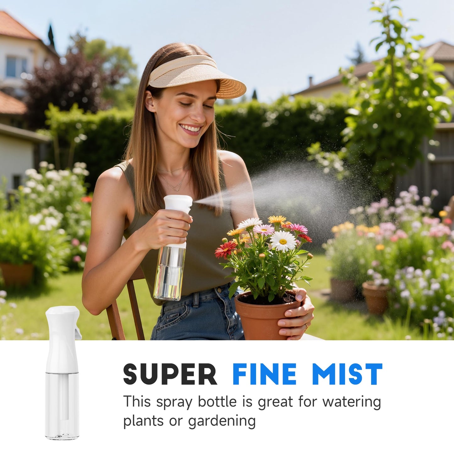 3 Pack Continuous Spray Bottles - Ultra Fine Mist Sprayer, Refillable Water Sprayer for Hairstyling, Plants, Pets, Cleaning, Skincare (6.8 OZ/200ML,White)