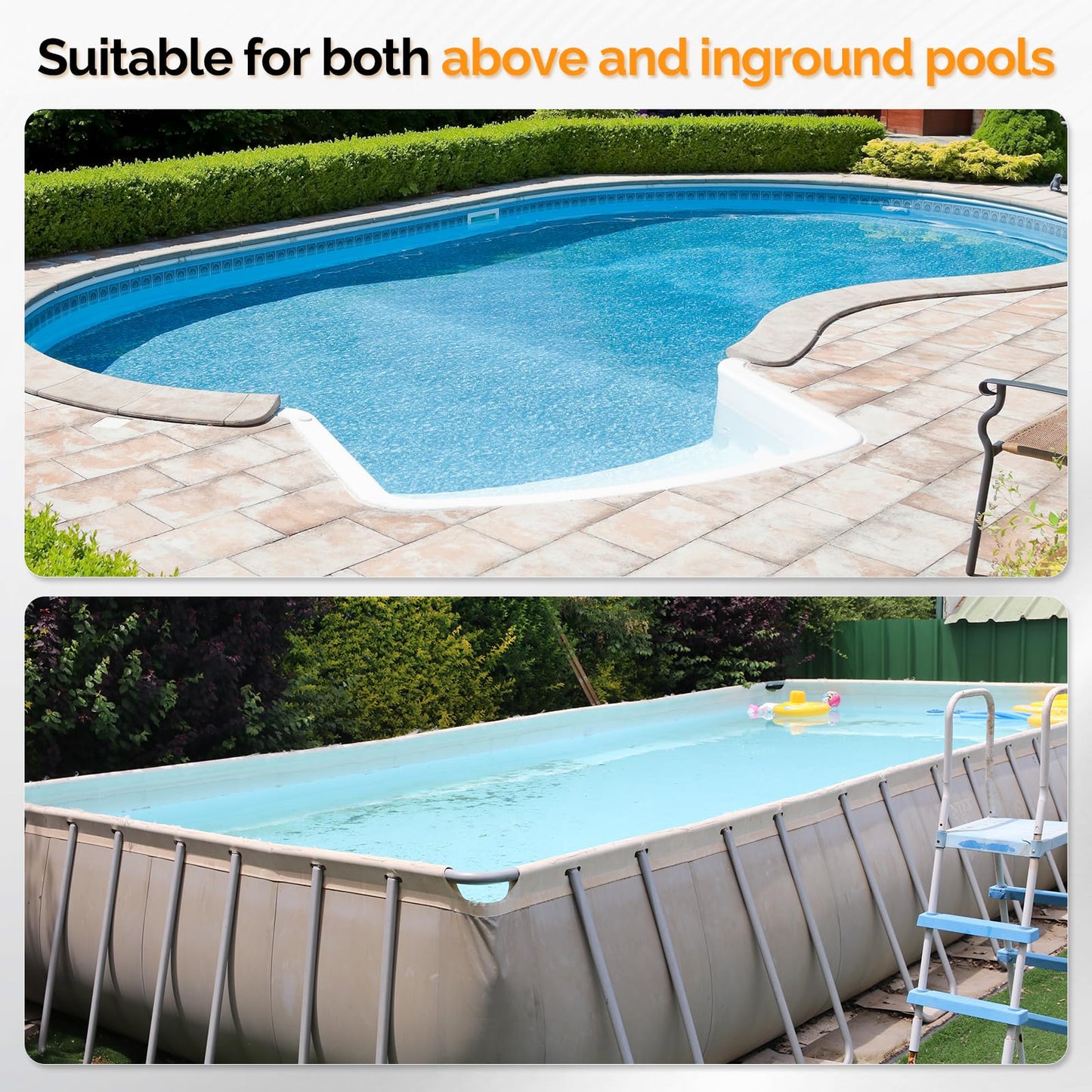 VINGLI Pool Vacuum Cleaner Automatic Sweeper Swimming Pool Creepy Crawler Vacuum with 33FT Hoses (Gray&White)