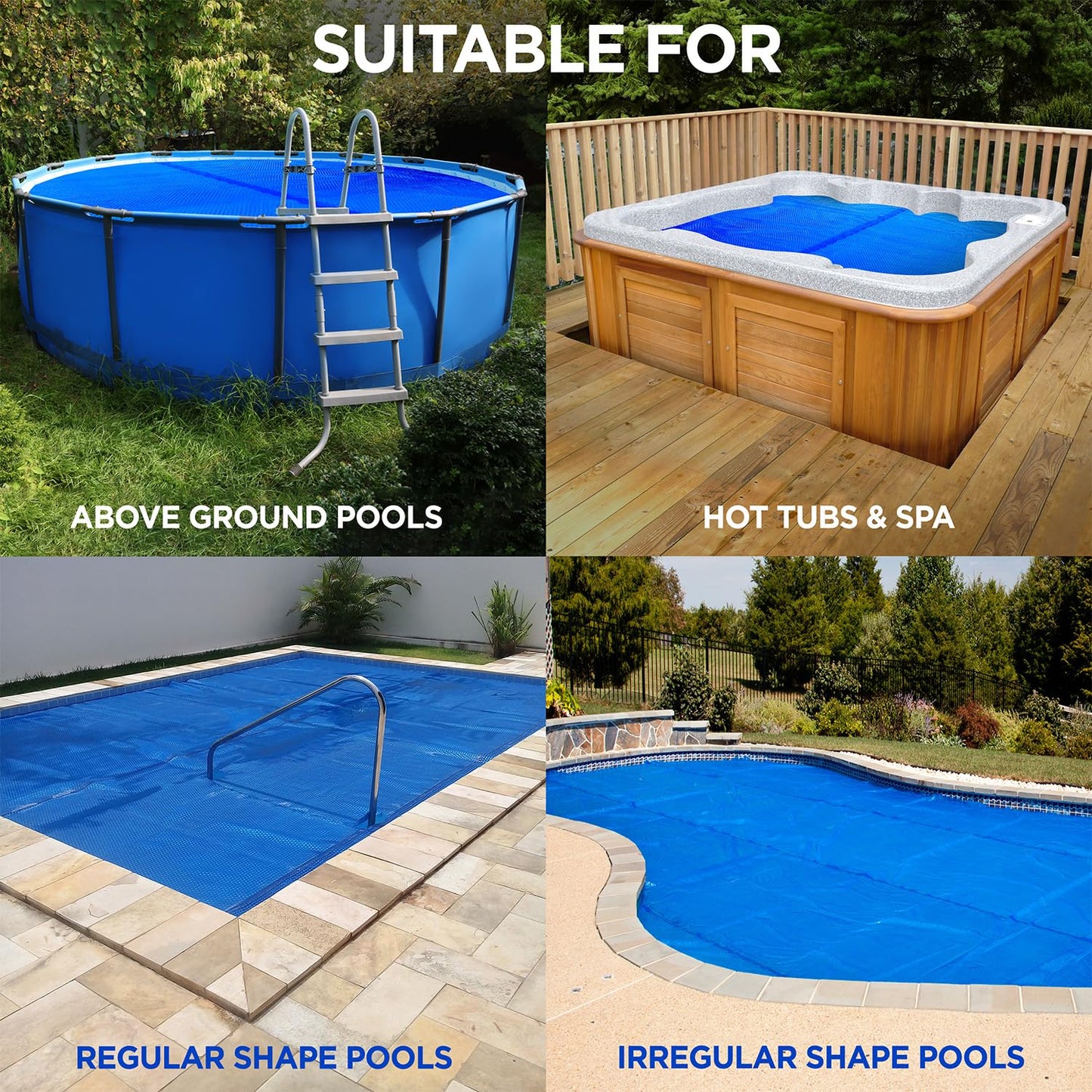 20' x 40' Rectangle Solar Cover for Inground and Above Ground Pools, 12 Mil - Premium Heavy Duty Solar Blanket for Above Ground Pool, Blue - Made in USA