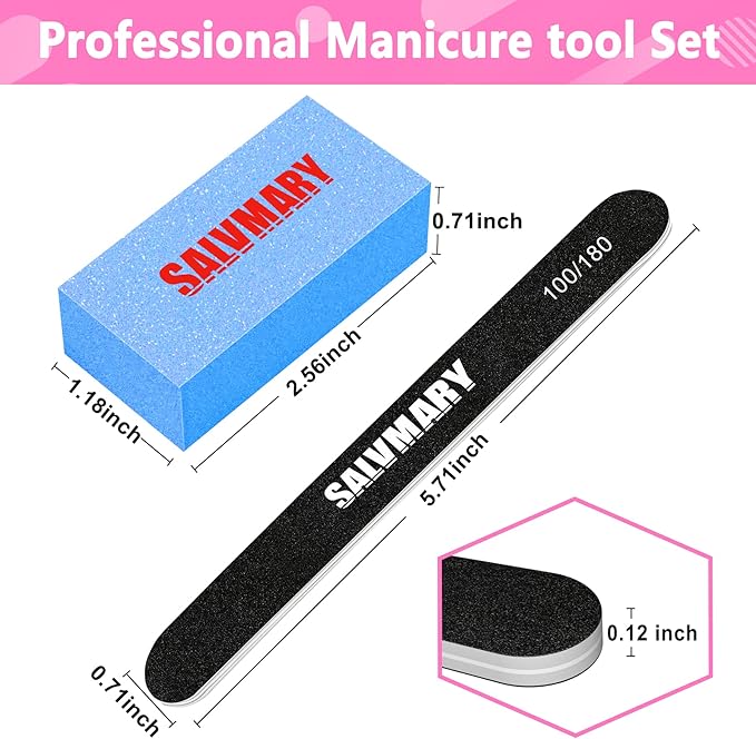 Nail Files and Buffers, Professional Manicure Tools Kit, 100/180 Grit Double Sided Emery Boards for Nails, 80/100 Grit Nail Buffer Blocks Supplies for Home Salon 8Pcs