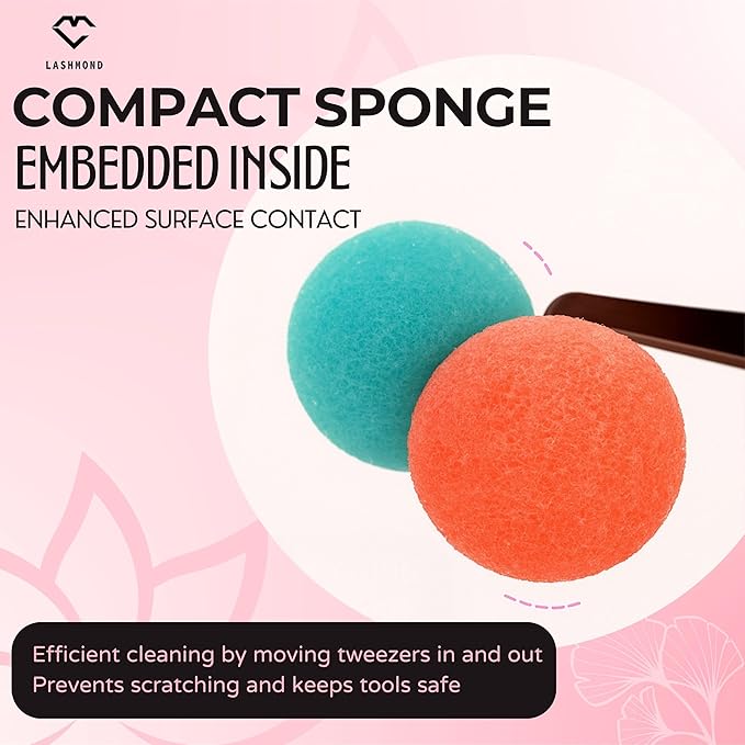 Eyelash Extension Tweezers Cleaner - 15 ml Liquid Remover and Sponge Ball Eyelash Curler Cleaner for Effortless Application of Lash Extension Tools, Simplify Your Lash Routine with Our Easy-to-Use