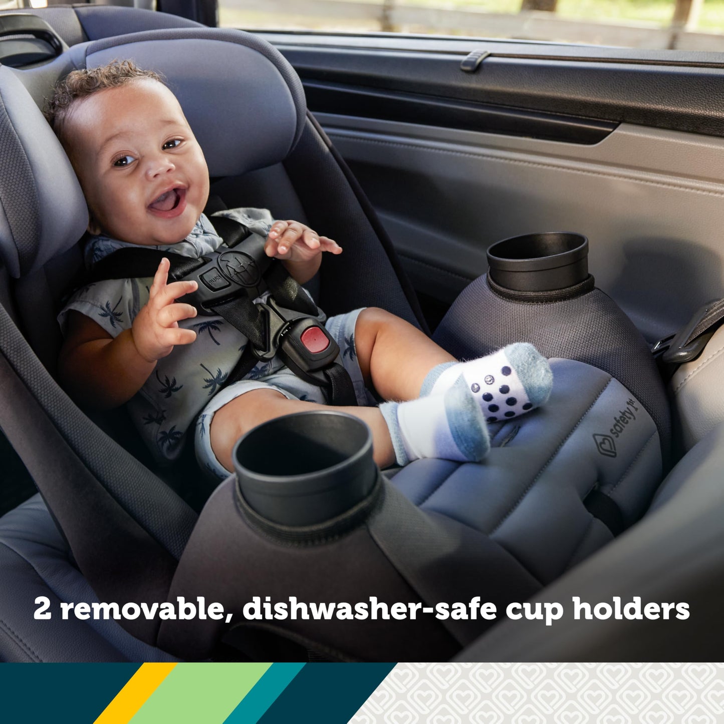Safety 1st Ellaris 3-in-1 Convertible Car Seat, Slim Fit Design, Rear & Forward-Facing, 5-Position Headrest, 3-Across Fit, Travel-Friendly with Machine-Washable Seat Pad, Smokey Haze