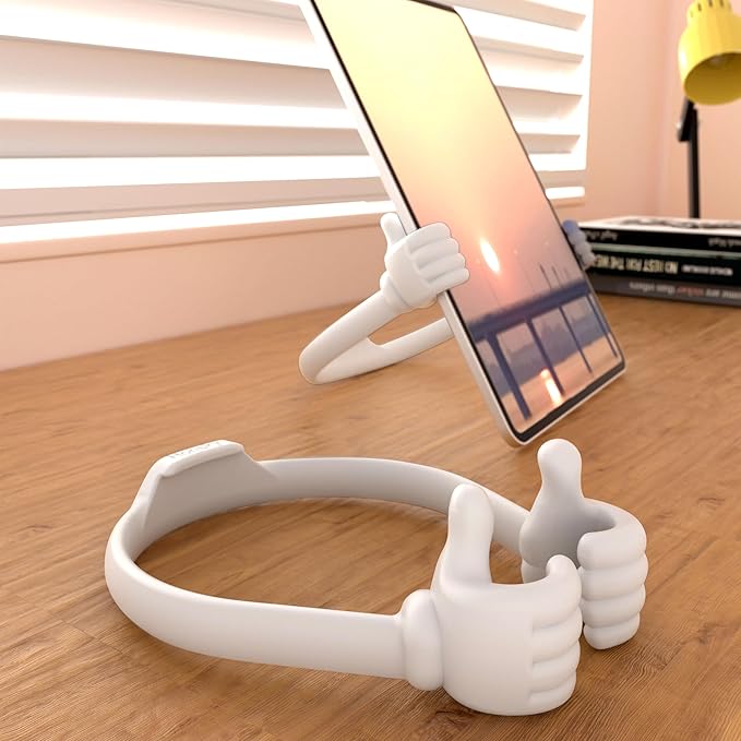 Honsky Cell Phone Stand Holder, Thumbs Up Lazy Phone Stand, Universal Adjustable Flexible, Cute Perfect Valentine's Day Gifts for Him/Her,Gifts for Couples, Compatible with Cell Phones & Tablets,White