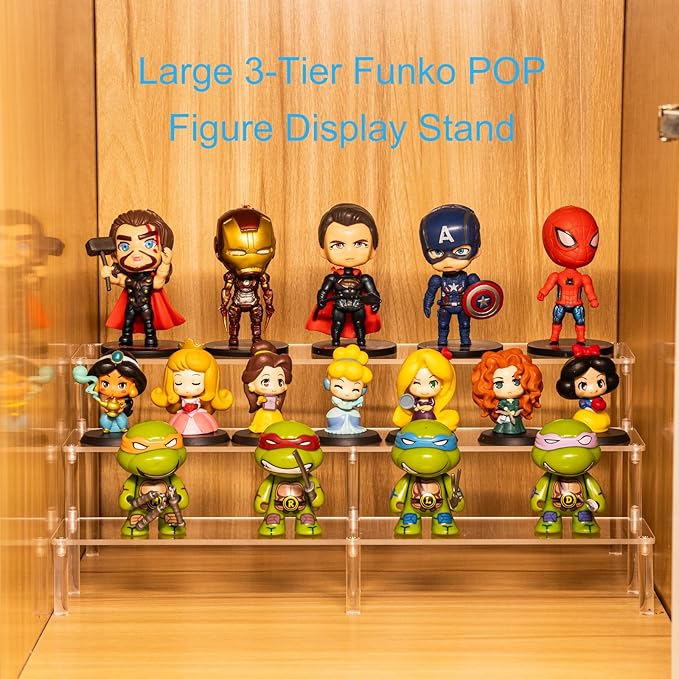 HENABLE 14.8 IN Large Acrylic Perfume Organizer Stand, Clear Display Risers for Perfume, Cologne, Cosmetic, Skincare, Funko POP, Dessert Display, Cupcake Stand Holder