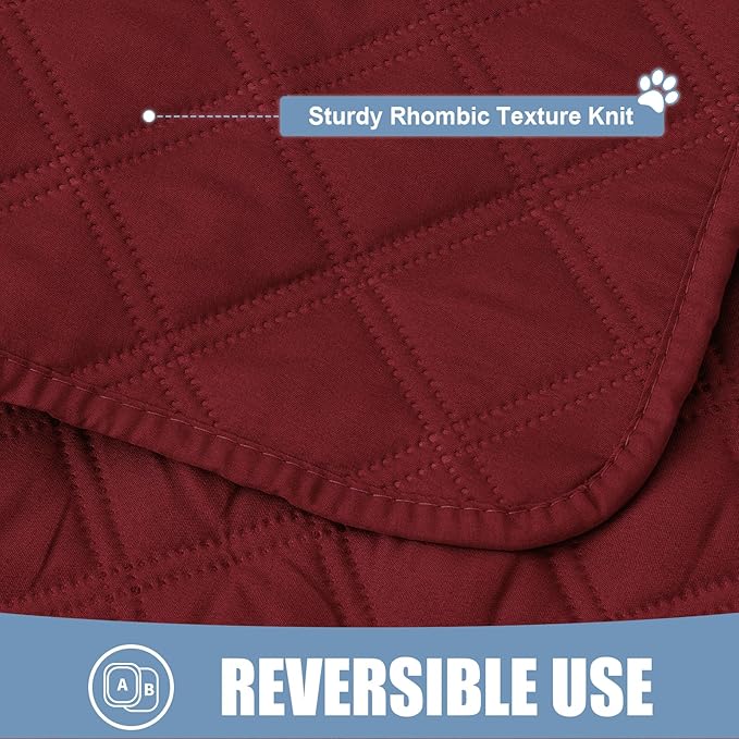 Smiry Waterproof Dog Bed Cover Pet Blanket, Soft Washable Dog Blanket for Furniture Bed Couch Sofa Reversible, Checkered (68"x82", Wine Red/Wine Red)
