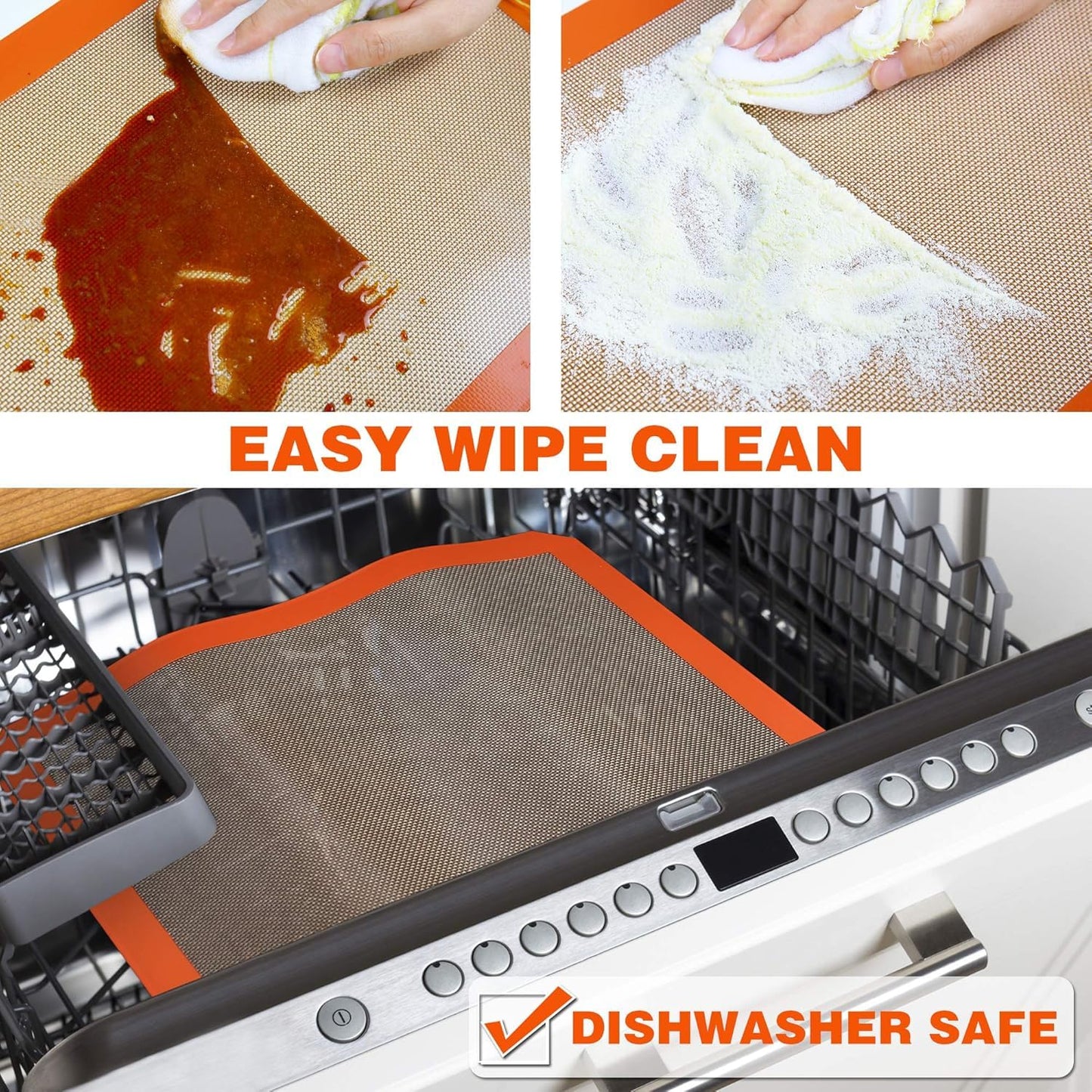 MMmat Silicone Baking Mat - Best German Silicone - Non Slip Silicone Baking Sheet, Non Stick Reusable Silicone Mats for Baking, Oven Liner, Counter Mat - 2 Medium-Sheet Size