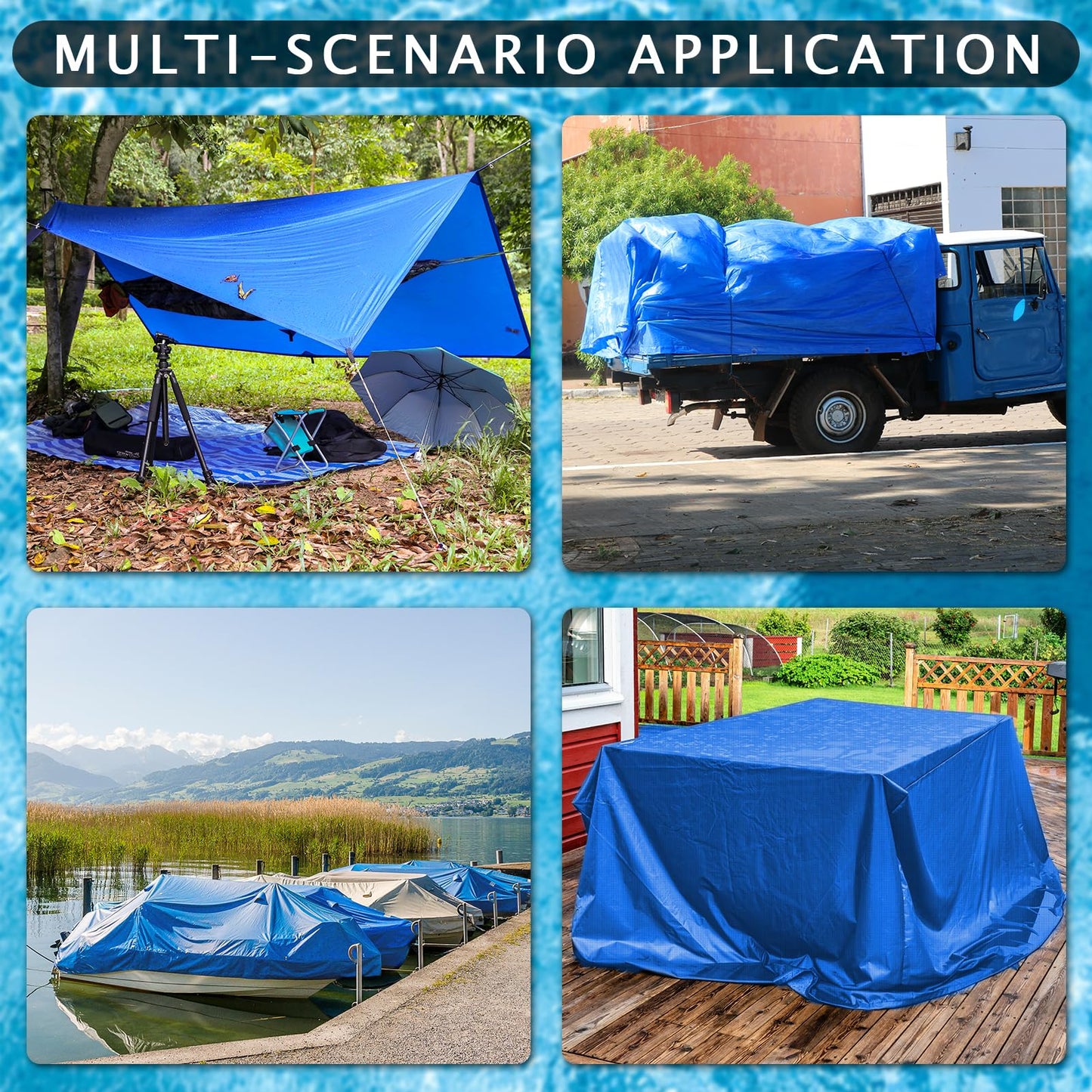 UJG 18 x 18 Ft Swimming Pool Ground Cloth Square Swimming Pool Liner Pad for Above Ground Swimming Pools Heavy Duty Pool Ground Mat Protector Pad Prevents Punctures Pool Tarp, Blue