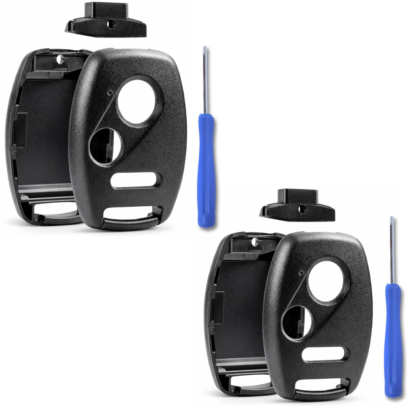 Cutting NOT Required - 2 Key Fob Keyless Entry Remote Shell Case & Pad fits Honda Accord / Civic / CR-V/ Fit / Odyssey / Pilot / Ridgeline / CR-Z