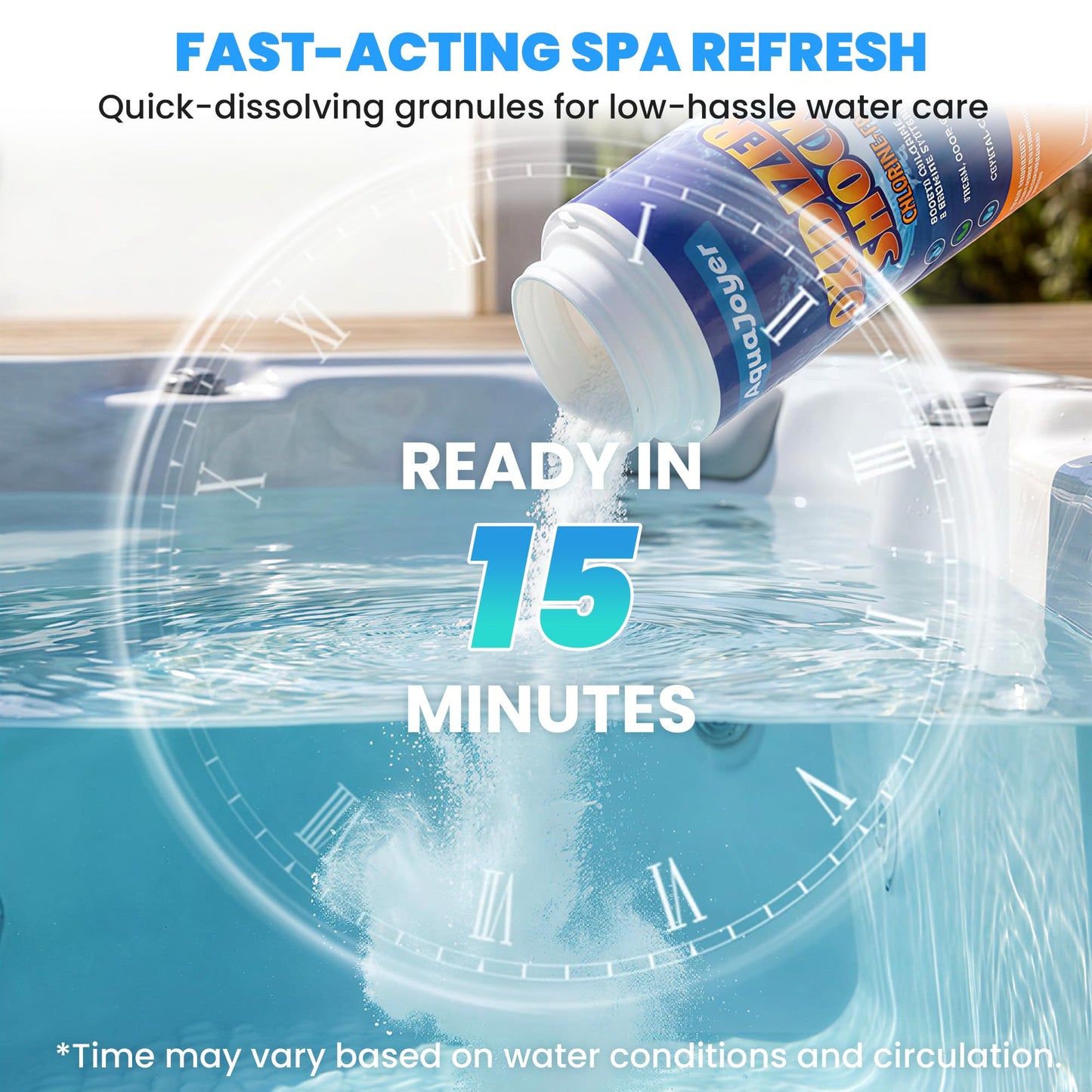 AquaJoyer Non-Chlorine Spa Shock for Hot Tub – Chlorine-Free Treatment, Helps Support Bromine, Saltwater Safe, Quick Dissolving Oxidizer Oxidizing, 35oz Each (2 Pack)