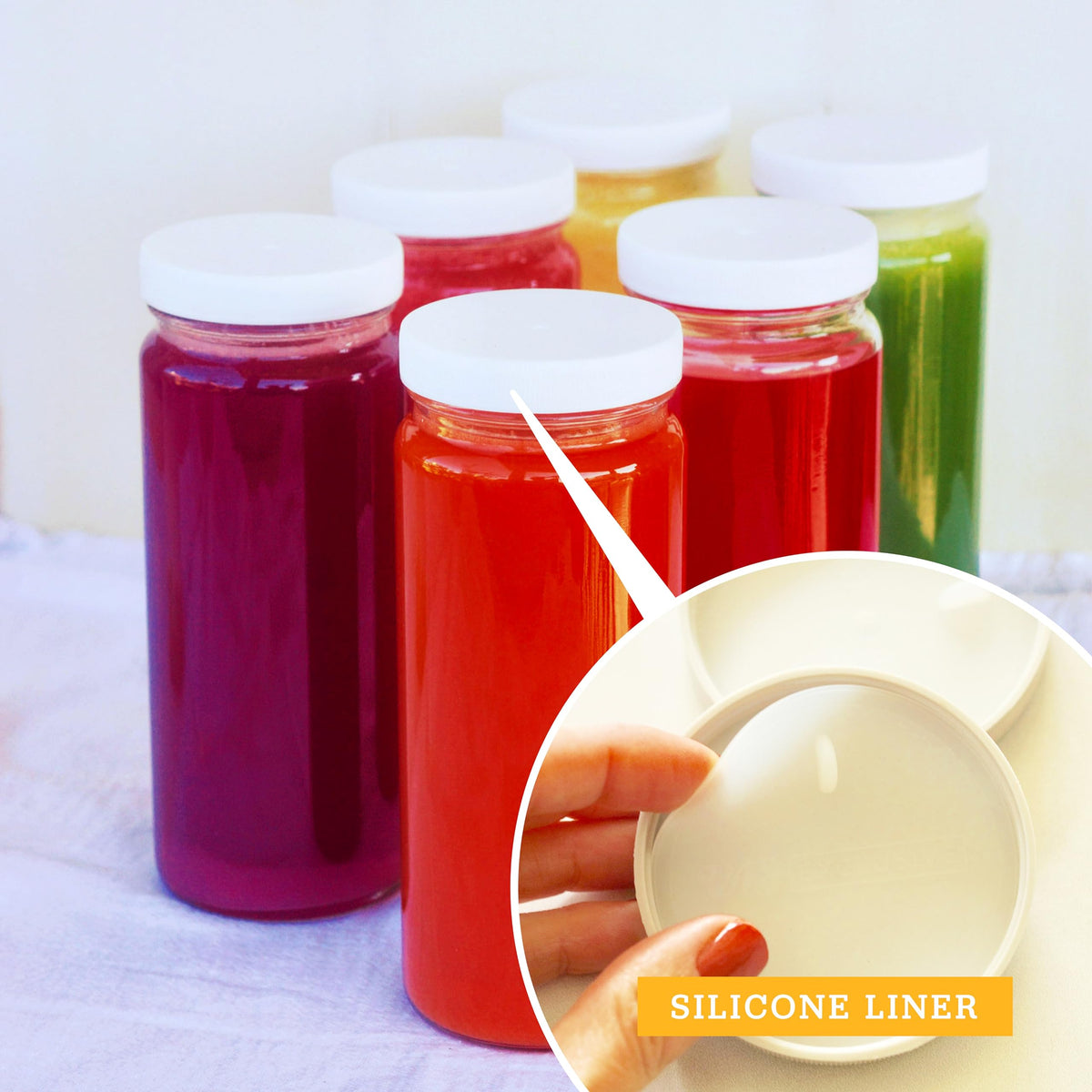 16oz Glass Juice Bottles with Lids - 6 Pack Wide Mouth Glass Water Bottles for Juices, Smoothies, Beverage Storage - Durable, Reusable, Dishwasher Safe, Glass Bottles for Juicing (White Caps)