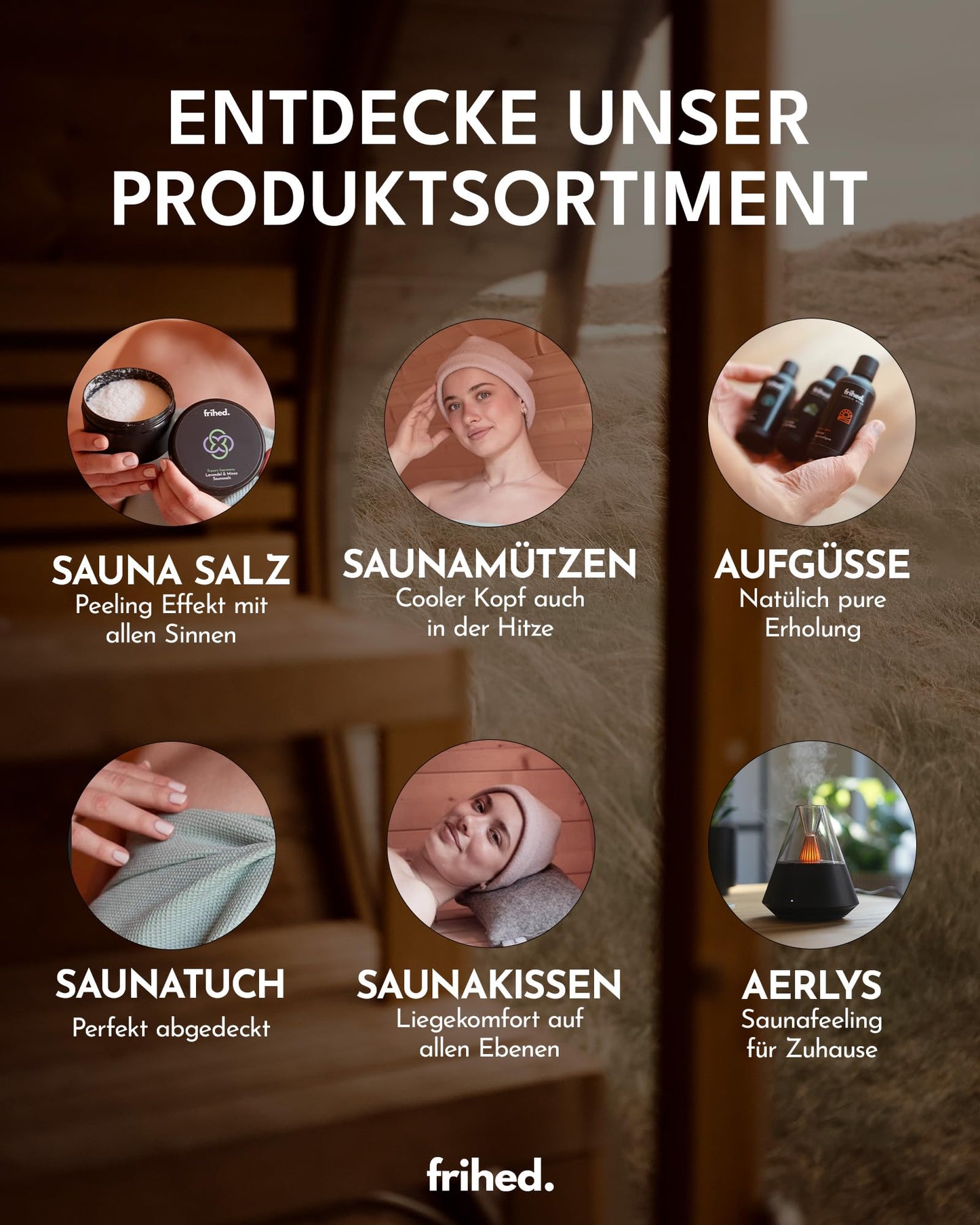 frihed. Sauna hat - Made of woolwalk - 100% Sheep's Wool - Premium Sauna Accessory - Flexible Size - Made in Germany (Sand)