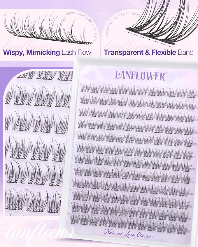 Natural Lash Clusters Wispy Eyelash Clusters 9-12mm Short Cluster Eyelash Extensions C Curl Thin Band Individual Lashes Clusters pestañas postizas naturales by Lanflower