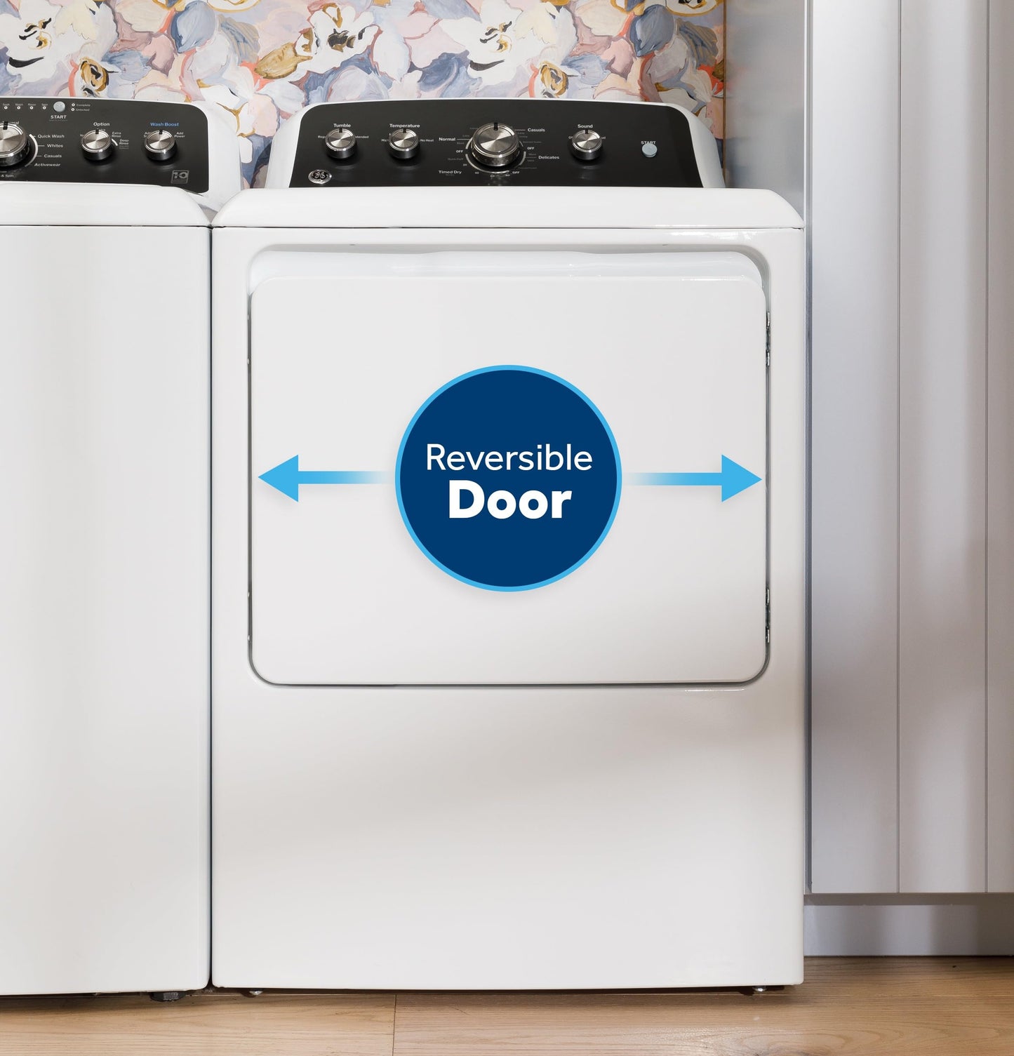 GE 7.2 cu. ft. Gas Dryer with Up to 120 ft. Venting and Reversible Door