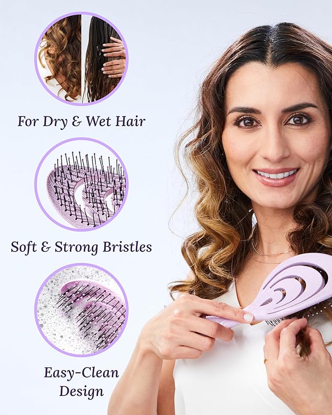 Detangling Hair Brush for Women - Gentle Scalp Massaging Hairbrush for Women With Flexible Paddle - Detangler Brush for Thin, Thick, Curly, Straight, and All Other Womens Hair Types by Keranique