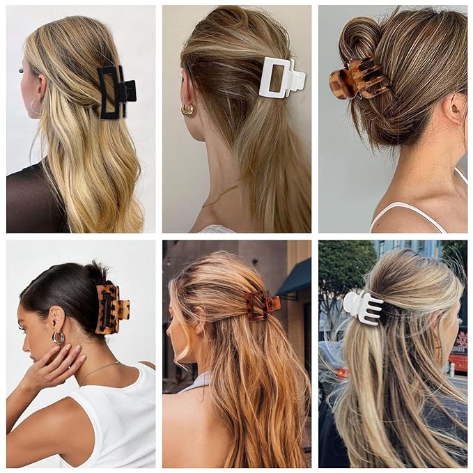 12 Pcs Hair Clips for Women 3 Styles Small Medium Large Claw Clips for Thin Thick Curly Hair, Strong Hold Hair Claw Clips, Stylish Plastic Hair Accessories Ideal Gifts for Women (Tortoise)