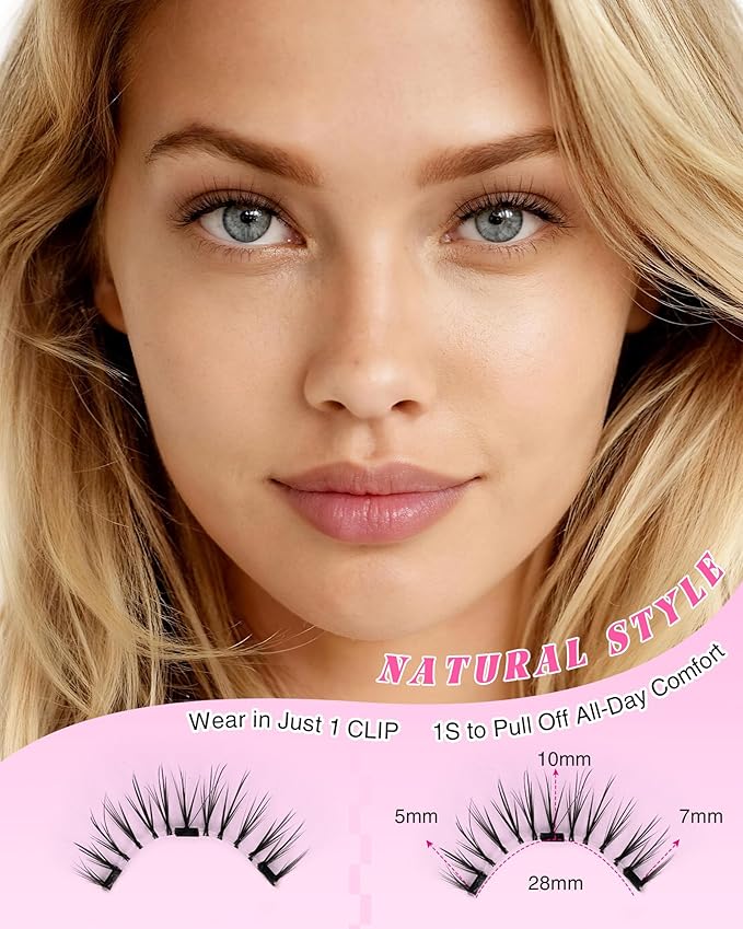EMEDA Magnetic Eyelashes Natural Look No Glue Reusable Magnetic Lashes with Applicator, Faux Mink Lashes Lightweight & Comfortable for Women Sensitive Eyes Daily Makeup with Mirror Case (21)