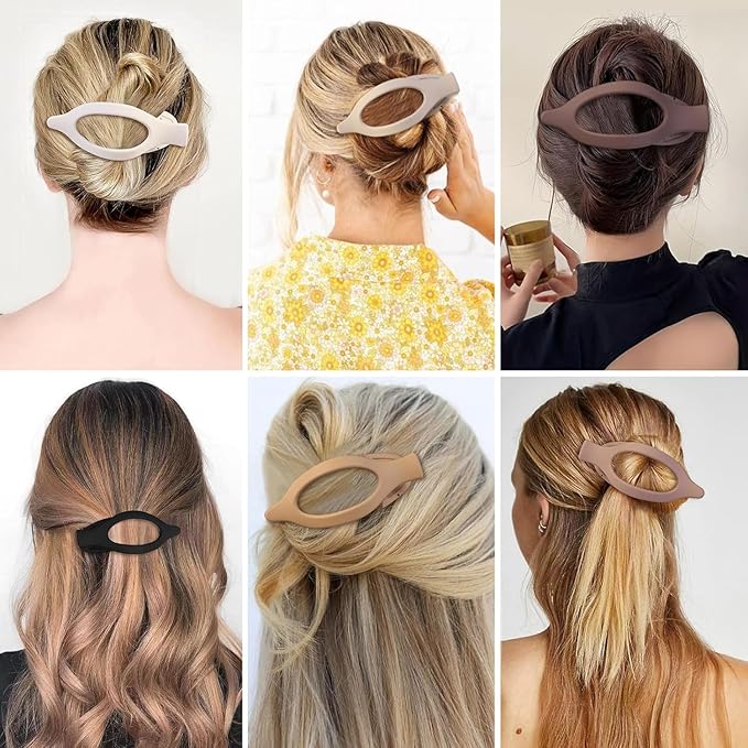 Flat Hair Clip 5 pcs Lay Down Claw Clips Hair Accessories for Women -Brown (Mix & Match Series)