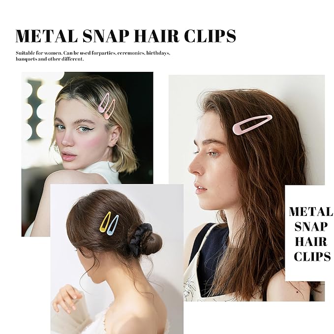 Small Hair Barrettes For Women No Slip Metal Snap Clips For Thin And Fine Hair,Matte Multi-colored,20 PCS,1.97 x 0.5 Inch.