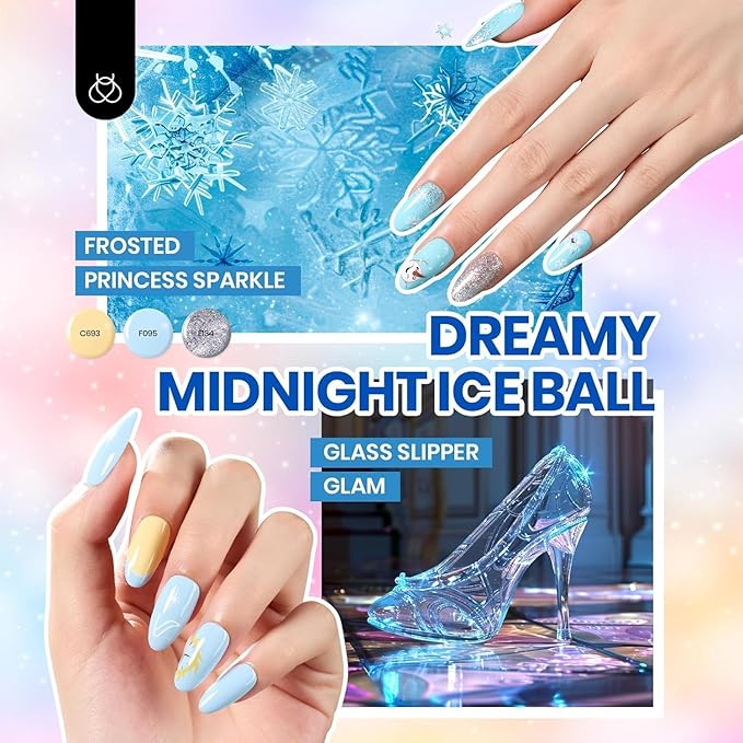 Beetles Gel Nail Polish Set - 44 PCS Brown Nude Burgundy Gel Polish Nails Fairytale Town Collection with 4Pcs Base Glitter Matte Glossy Top Coat Soak off Uv Gel DIY Manicure
