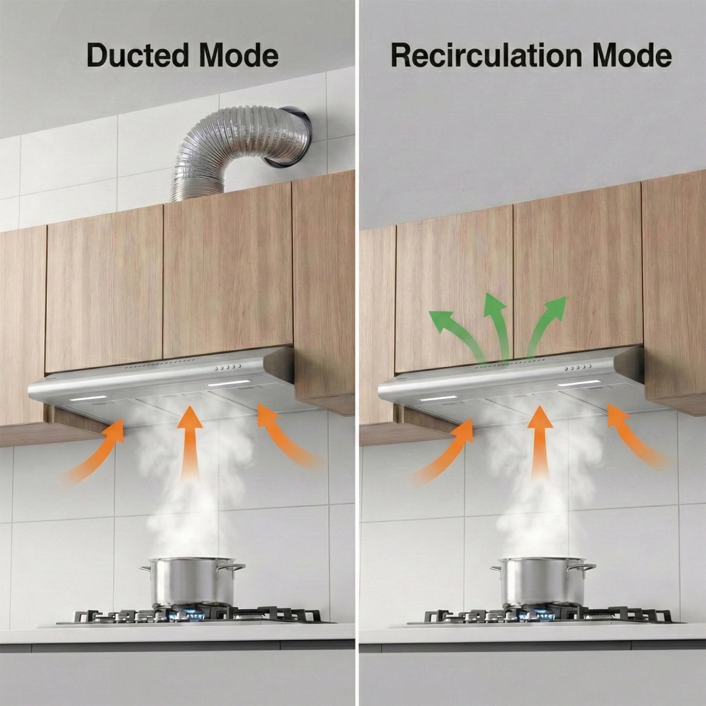 CIARRA Range Hood 30 inch Under Cabinet Ductless Vent Hood for Kitchen Stove Hood with 3 Speed Exhaust Fan in Stainless Steel