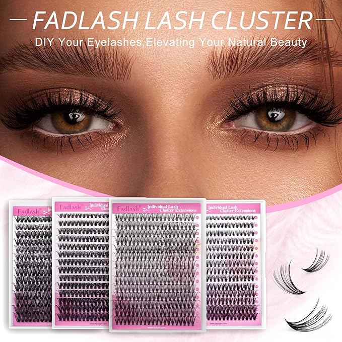 Individual Lashes 15-20mm Mix Cluster Lashes 240pcs DIY Lash Extension C Curl Lash Clusters Soft Individual Lash Extensions Eyelash Clusters Wispy Cluster Eyelash Extensions (20D-0.07C, 15-20mm)
