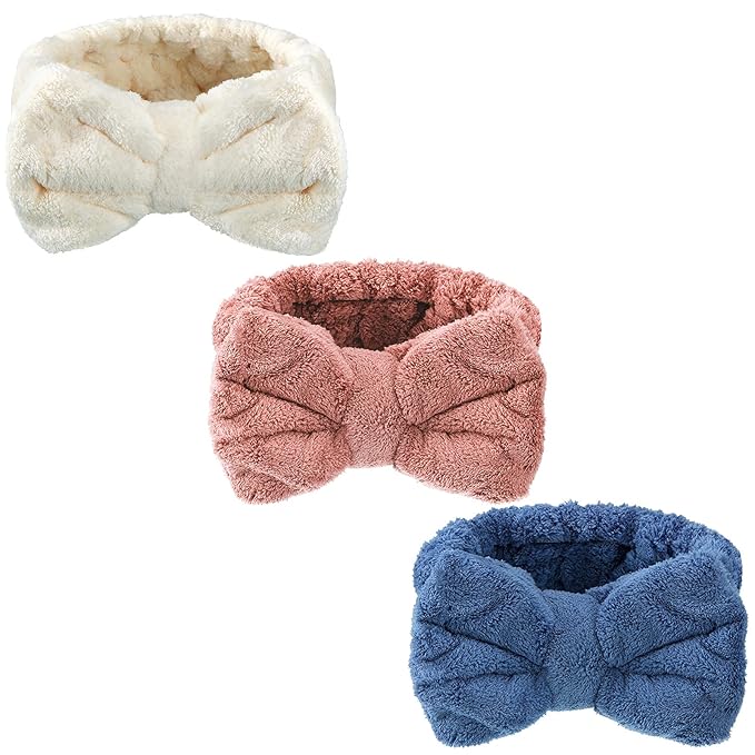 Hicarer 3 Pieces Towel Headbands for Women Makeup Spa Headband for Washing Face Shower
