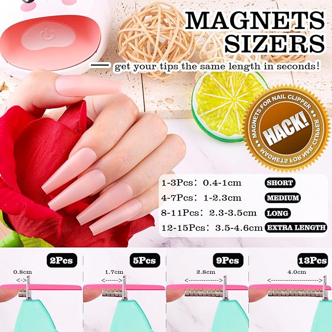 Green Adjustable Nail Clippers with Magnets Sizers for Acrylic Nails, Artificial Fake Nail False Nail Tip Cutter Trimmer Manicure Pedicure Sharp Blade Clip Tool For Salon Home Art Beauty