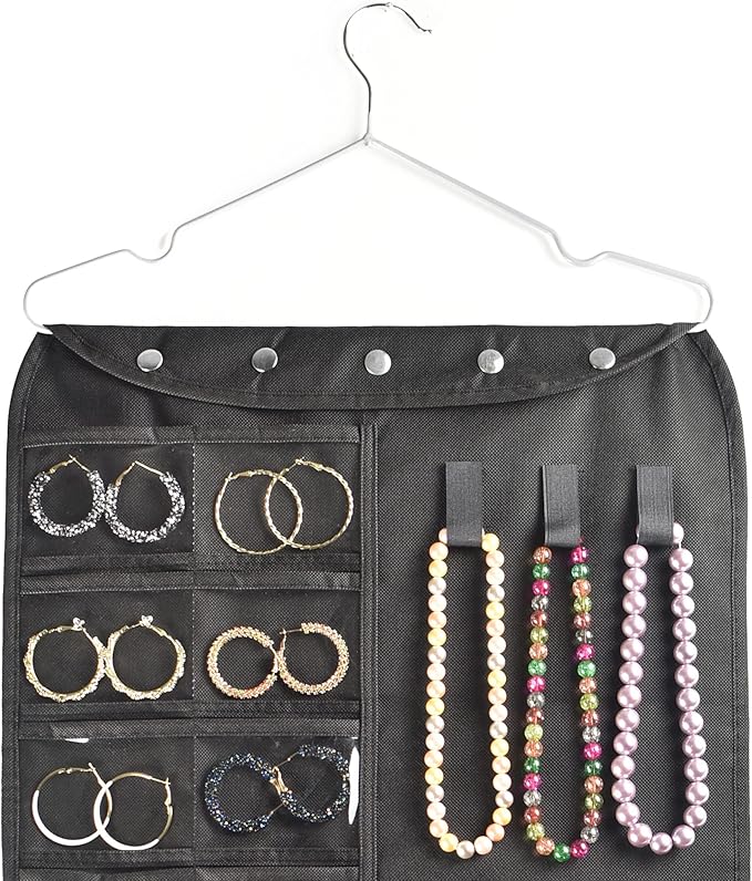 BB Brotrade Hanging Jewelry Organizer,Accessories Organizer,56 Pocket Organizer for Holding Jewelries (Black-56 Pockets)