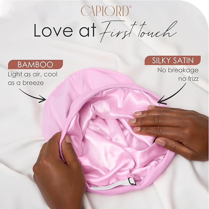 CAPLORD Satin Bonnet for Sleeping, Curly Hair Wrap Sleep for Men, Adjustable Silk Beanies for Women, Silk Hair Bonnet