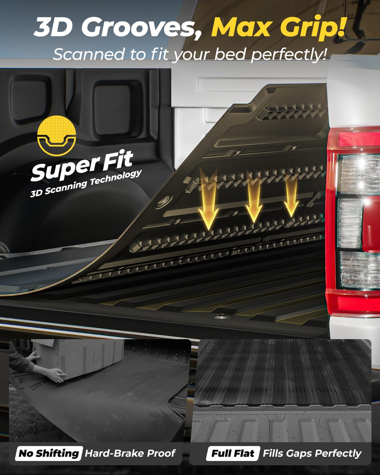 3W Bed Mat for Ford F-150 (5.5FT) 2015-2025 2026 Truck Bed (Include F150 Lightning 2024 2023 2022) All Weather Protector TPE Car Bed Liner Accessories Black