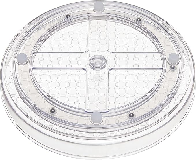 Amazon Basics Clear Rotating Lazy Susan Turntable Organizer for Condiments, 9-Inch, 2-Pack